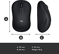 LOGITECH M185 Wireless Mouse, 2.4GHz with USB Nano Receiver, 1000 DPI, Ambidextrous