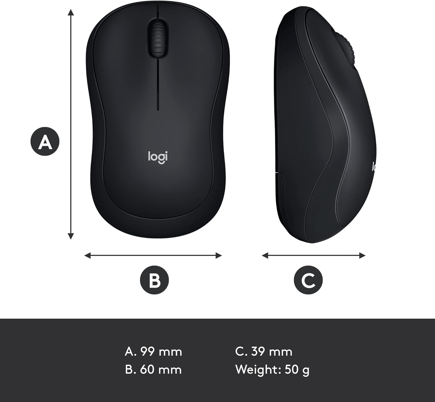 LOGITECH M185 Wireless Mouse, 2.4GHz with USB Nano Receiver, 1000 DPI, Ambidextrous