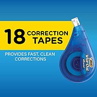 BIC Wite-Out Brand EZ Correct Correction Tape, Applies Dry, 18-Count, Translucent Dispenser Shows How Much Tape is Remaining 18 Count (Pack of 1)