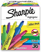 Sharpie Tank Highlighters, Fluorescent And Pastel Highlighters, Chisel Tip, Highlighter Markers Set, Assorted Colors
