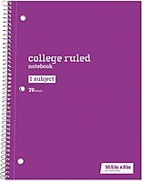 Just Basics® Wirebound Notebook, 8" x 10-1/2", College Ruled, 70 Sheets, Assorted Colors, Pack of 6