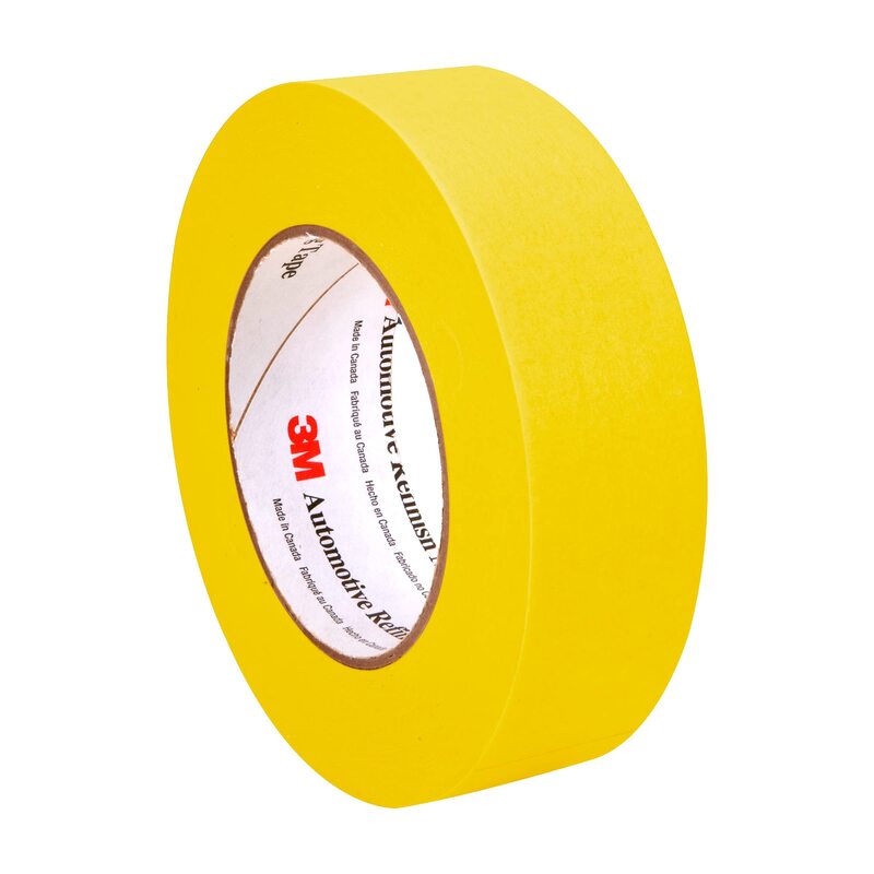 3M Automotive Refinish Masking Tape 388N, 06654, 36 mm x 55 m, Yellow, Crepe Backing, Moisture Resistant