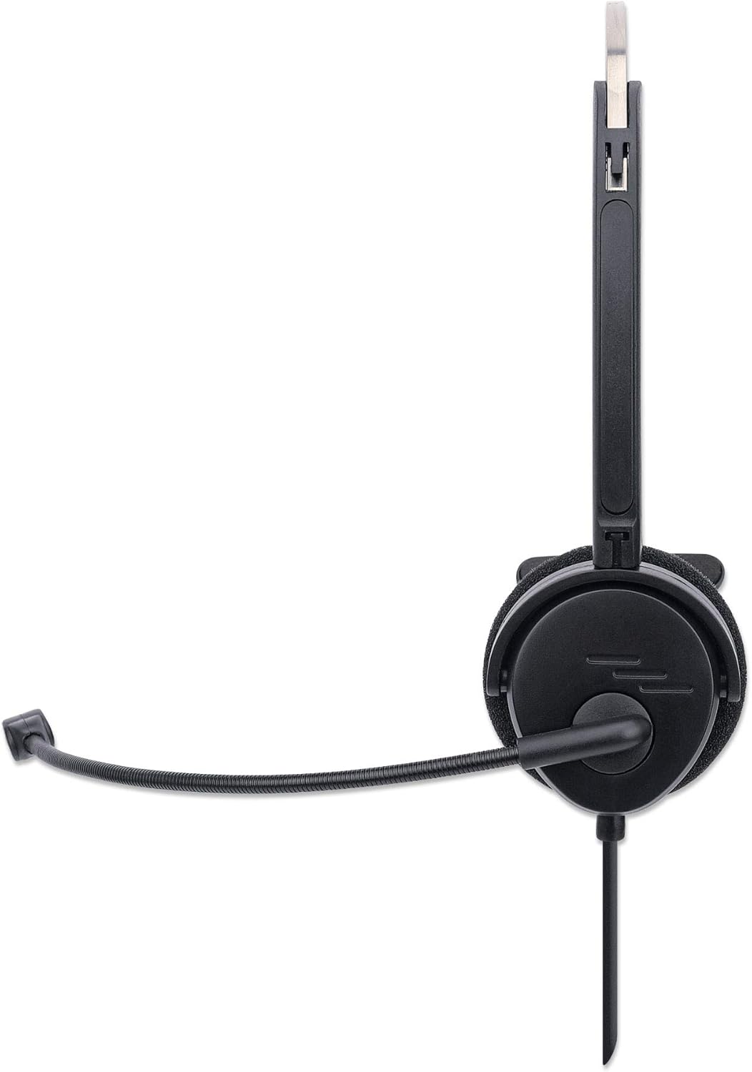 MANHATTAN USB Headset with Mic & 5 ft Cable - Cushion Mono/Single-Sided, On-Ear, in-line Volume Control