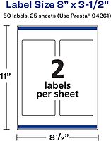 Avery Durable Waterproof Rectangle Labels, Sure Feed Technology, 8" x 3.5"