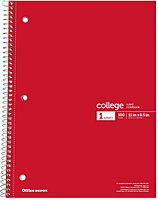 Office Depot® Wirebound Notebooks, 8 1/2" x 11", 1 Subject, College Ruled, 100 Sheets, Assorted Colors, Pack Of 6 Notebooks