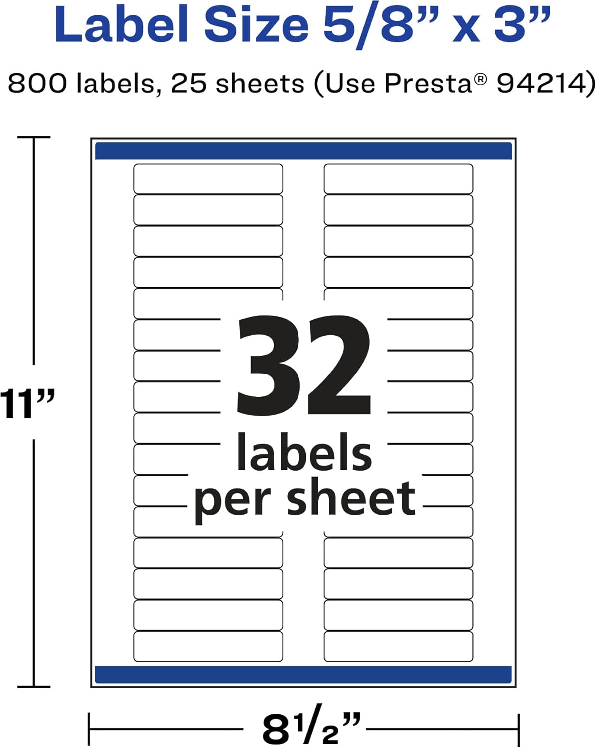 Avery Matte White Rectangle Labels, Sure Feed Technology, 5/8" x 3"