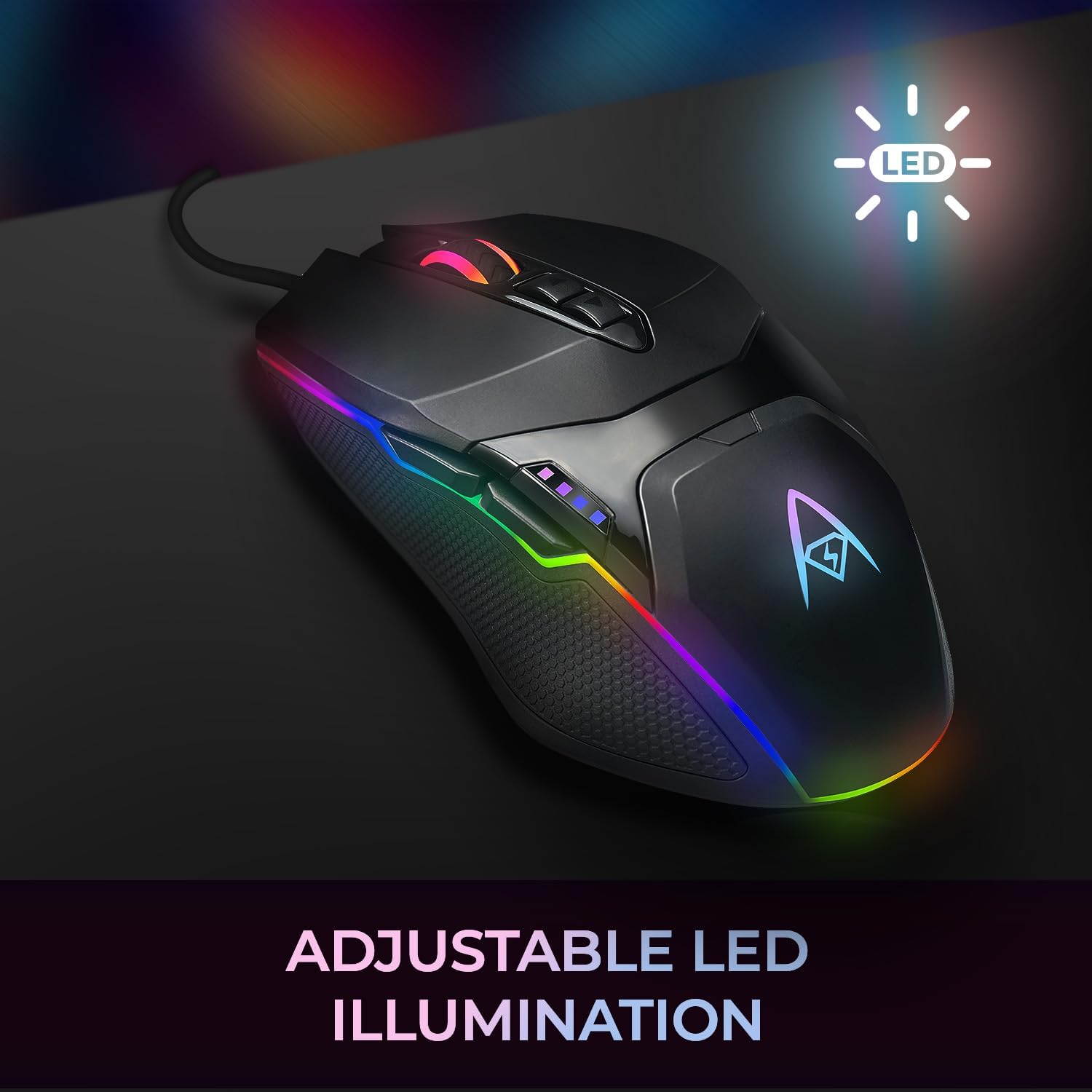 iMouse X5 USB RGB Illuminated Gaming Mouse – 7 Buttons, Adjustable Weight, 6 Level DPI Switch up to 6400, Optical Sensor
