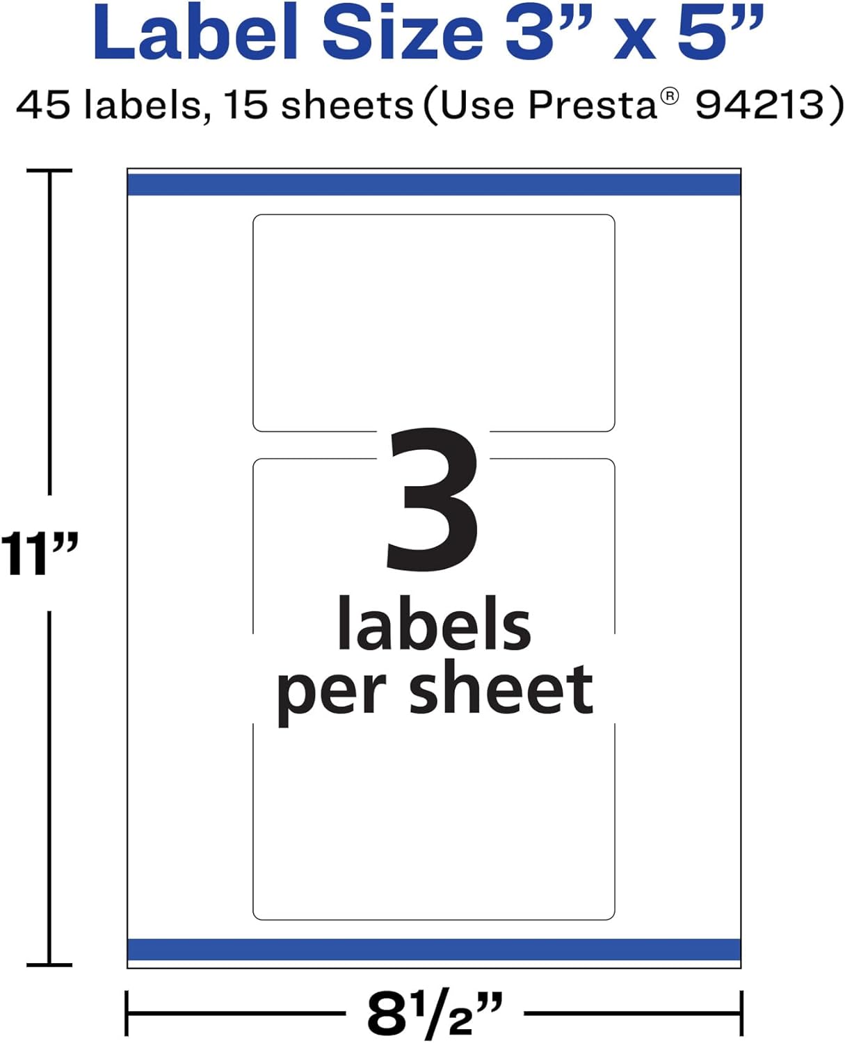 Avery Durable Removable Rectangle Labels, Sure Feed Technology, 3" x 5", Matte White Film, Water-Resistant, Print-to-the-Edge