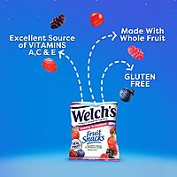 Welch's Fruit Snacks, Berries 'N Cherries, Individual Single Serve Bags, 0.8 oz (Pack of 40)