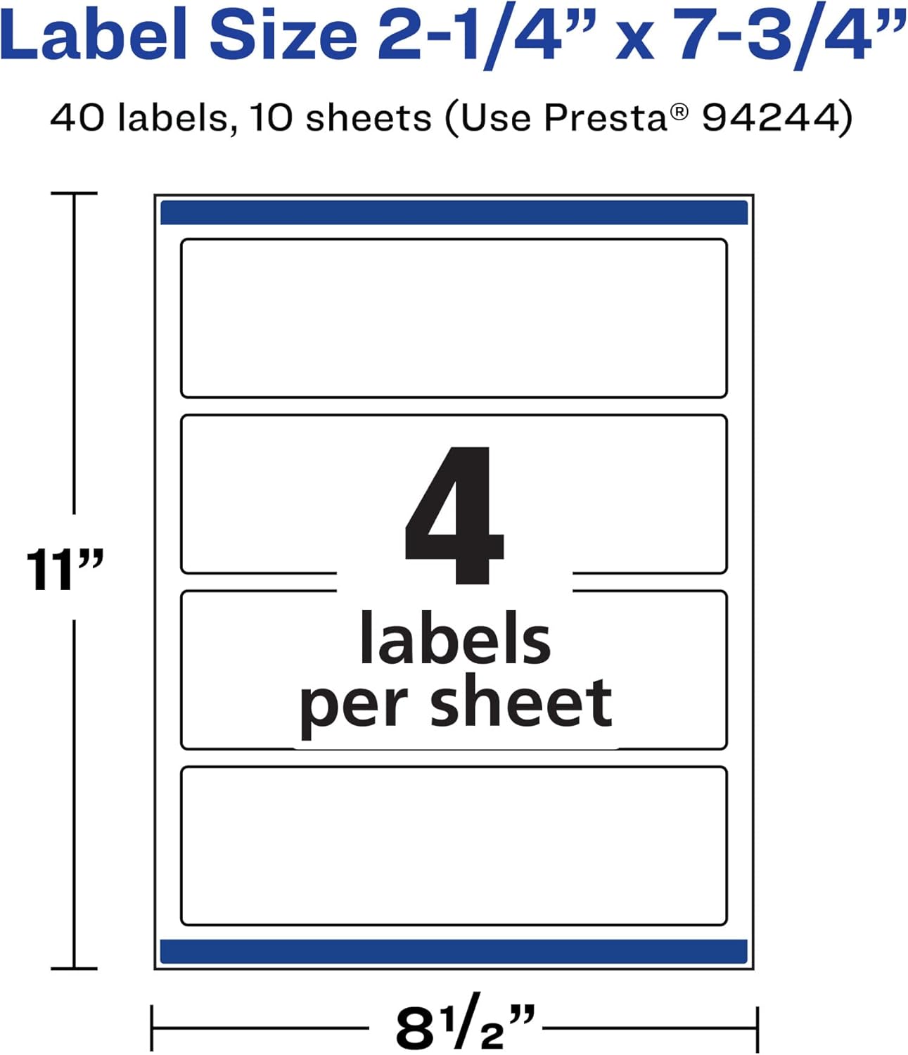 AVERY Durable Waterproof Rectangle Labels, Sure Feed Technology, 2.25" x 7.75"