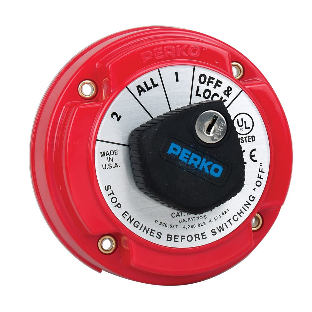 Perko 8504DP Medium Duty Battery Selector Switch with Alternator Field Disconnect and Key Lock , 5-1/4" Dia. x 2-5/8"