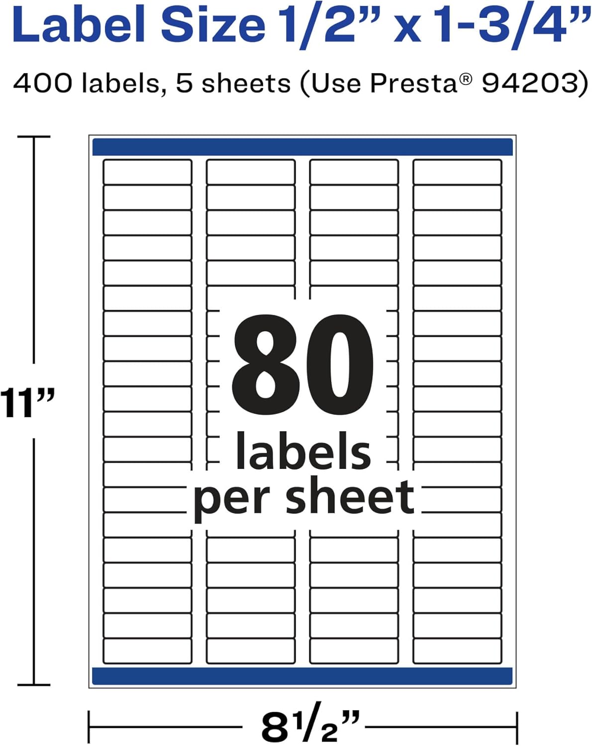 Avery Durable Waterproof Rectangle Labels, Sure Feed Technology, 0.5" x 1.75"