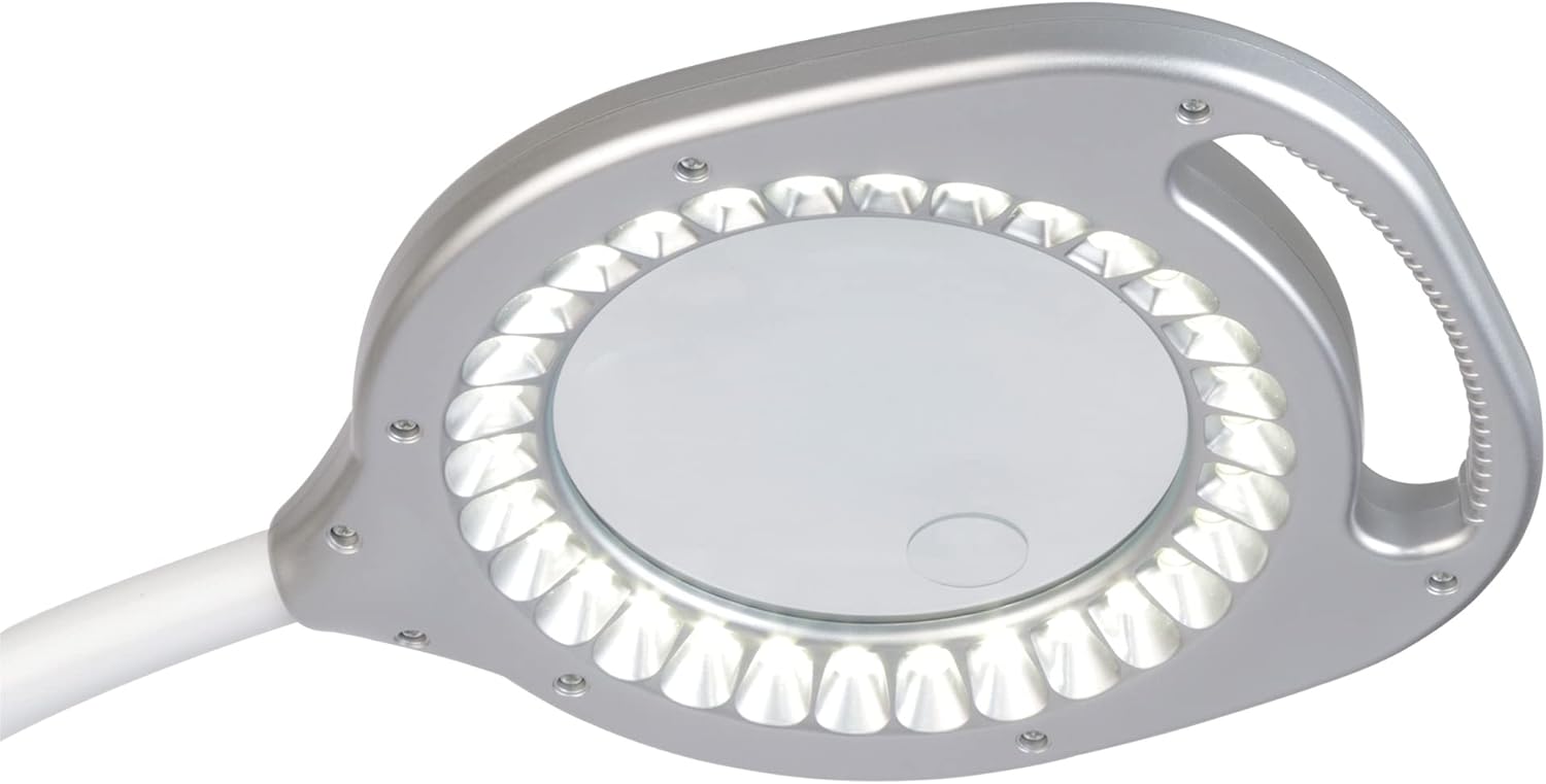 OttLite 2-in-1 LED Magnifier Floor & Table Light, Clearsun, Silver