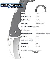 Cold Steel Tiger Claw Hawkbill Folding Knife with S35VN and G-10 Handle