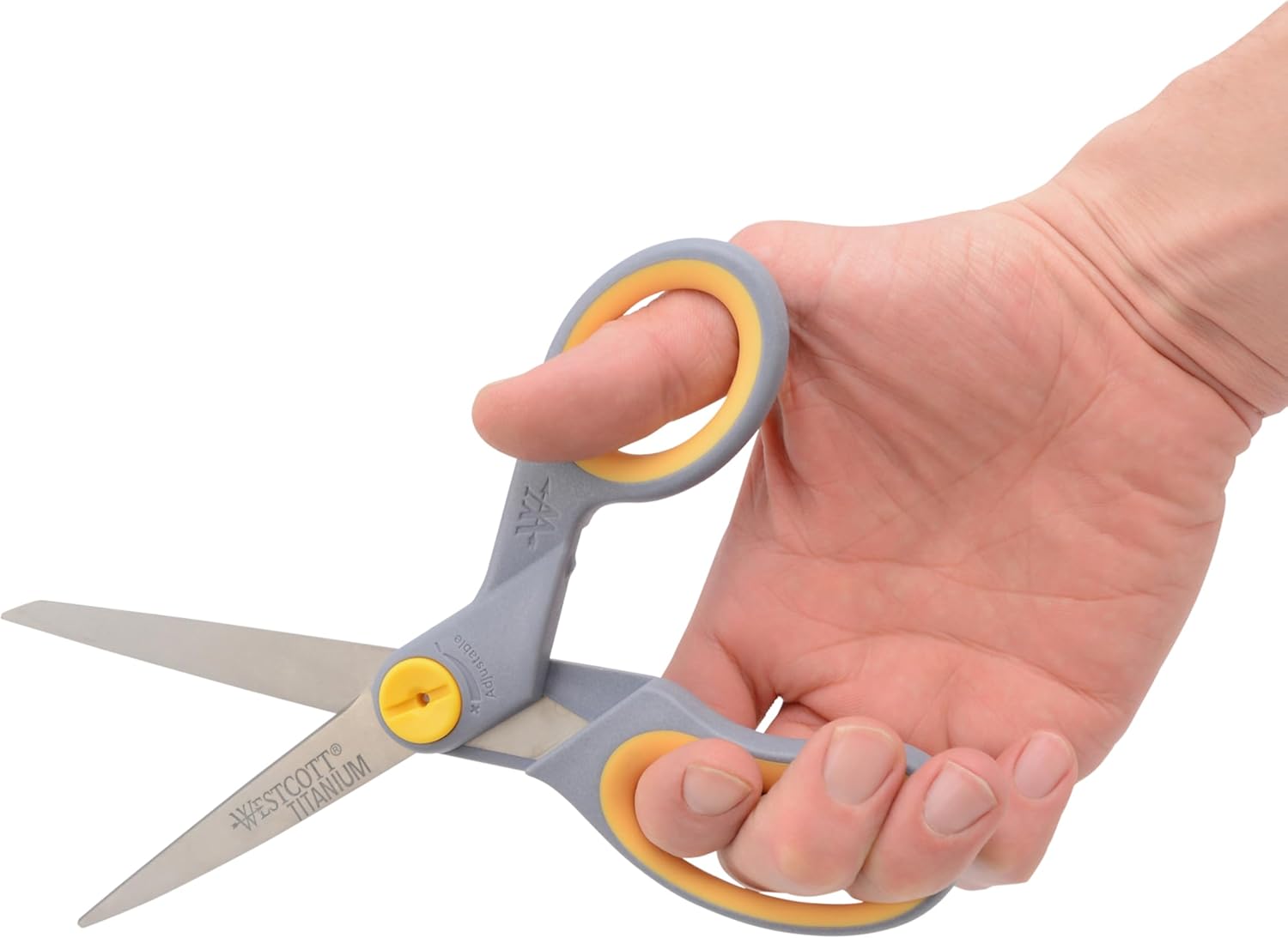Westcott 8-Inch Titanium-Bonded Scissors with Adjustable Glide Feature for Office and Home - Gray/Yellow, 2-Pack