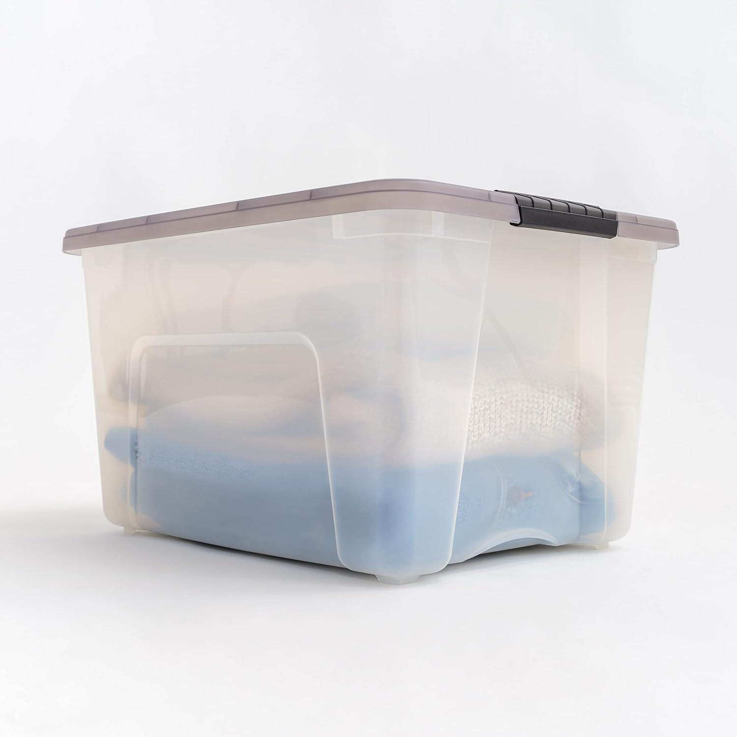 IRIS USA 40 Quart Stack & Pull Clear Storage Box, Gray, 5 Pack
