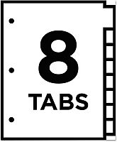 Avery Big Tab Insertable Dividers for 3 Ring Binders, 8-Tab Set, White Paper, Clear Tabs, 1 Binder Divider Set (11124) 1 Set 1 Set