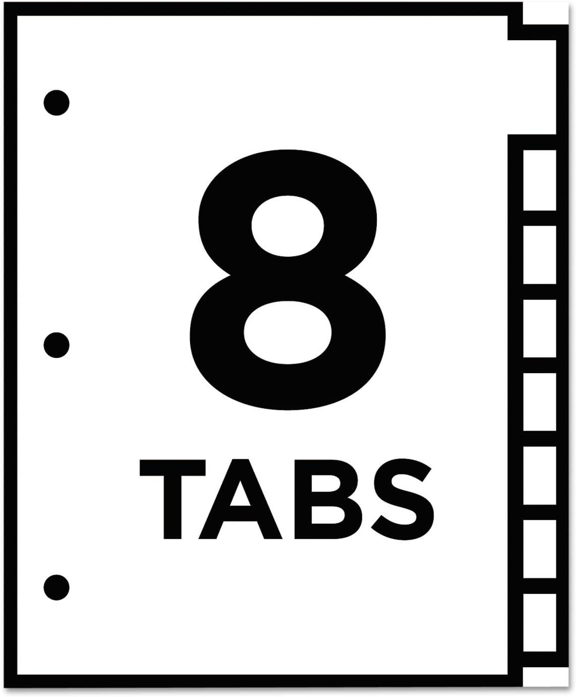 Avery Big Tab Insertable Dividers for 3 Ring Binders, 8-Tab Set, White Paper, Clear Tabs
