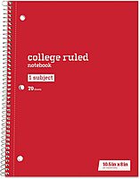 Just Basics® Wirebound Notebook, 8" x 10-1/2", College Ruled, 70 Sheets, Assorted Colors, Pack of 6