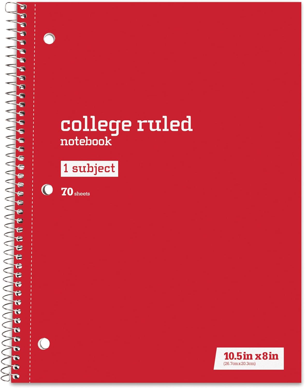 Just Basics® Wirebound Notebook, 8" x 10-1/2", College Ruled, 70 Sheets, Assorted Colors, Pack of 6