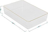 Martha Stewart Kerry Plastic Stackable Office Desk Drawer Organizers with Gold Trim