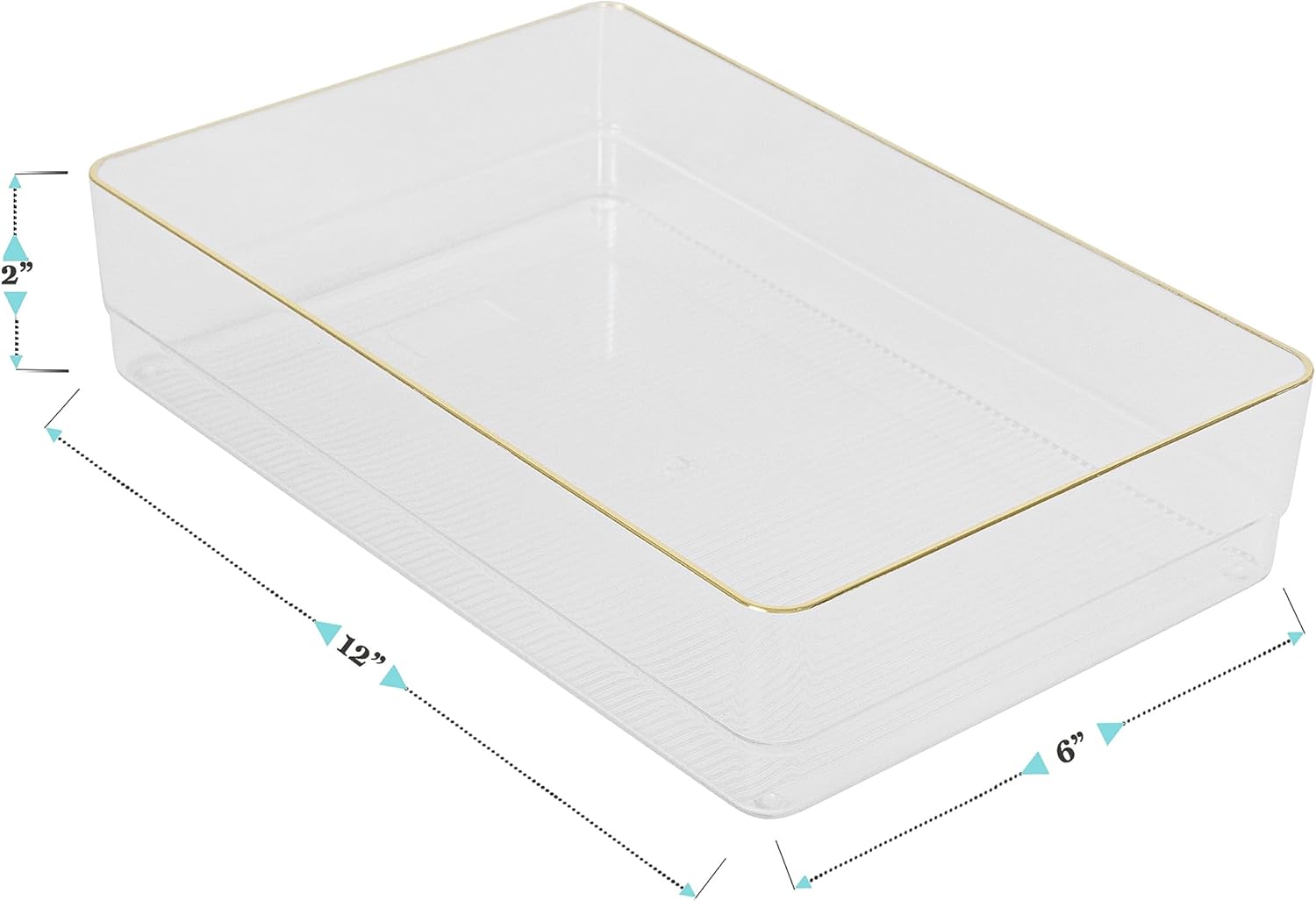 Martha Stewart Kerry Plastic Stackable Office Desk Drawer Organizers with Gold Trim