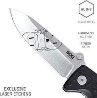 SOG Kilowatt- Electricians Pocket Knife with Wire Stripping Multi-Tool and 3.4 Inch AUS-8 Blade, UTP 10-22G Wire Stripper Knife (EL01-CP), Black