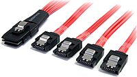 StarTech.com 50cm Serial Attached SCSI SAS Cable - SFF-8087 to 4x Latching SATA - SAS8087S450, Red