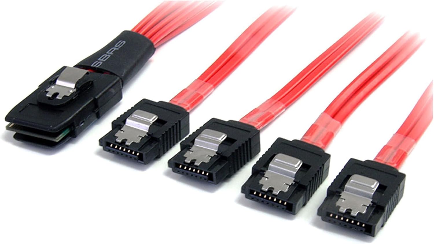 StarTech.com 50cm Serial Attached SCSI SAS Cable - SFF-8087 to 4x Latching SATA - SAS8087S450, Red
