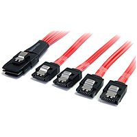 StarTech.com 50cm Serial Attached SCSI SAS Cable - SFF-8087 to 4x Latching SATA - SAS8087S450, Red
