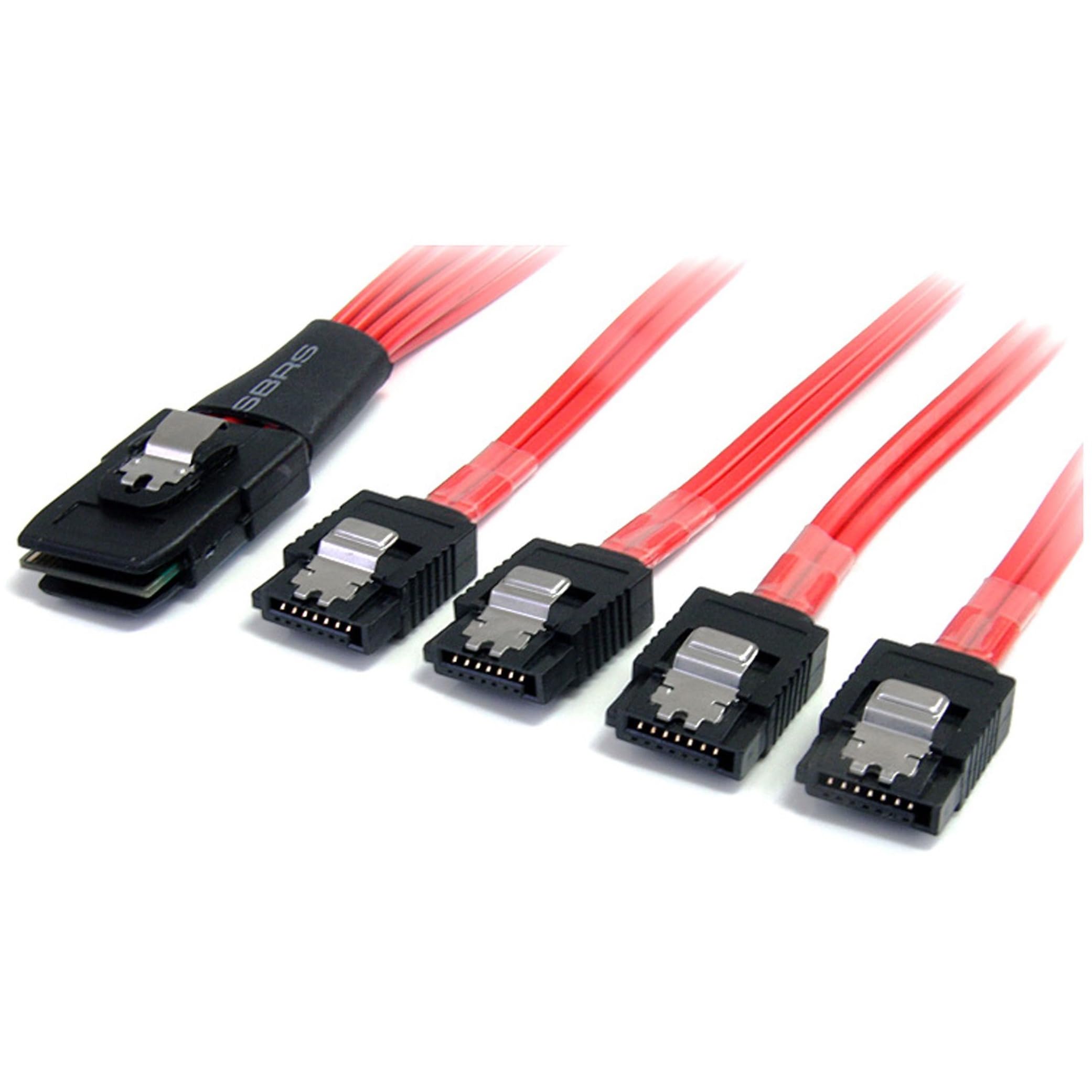 StarTech.com 50cm Serial Attached SCSI SAS Cable - SFF-8087 to 4x Latching SATA - SAS8087S450, Red