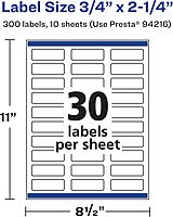 Avery Glossy Clear Rectangle Labels, Sure Feed Technology, 0.75" x 2.25", 300 Glossy Clear Labels, Print-to-The-Edge, Laser/Inkjet Printable 300 labels
