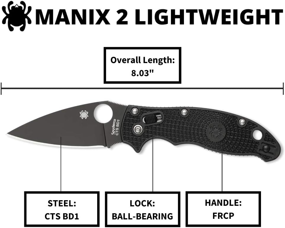 Spyderco Manix 2 Folding Knife with Ball Bearing Lock - PlainEdge