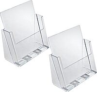 Azar Displays 2-Tier 4-Pocket Plastic Trifold Brochure Holder, 11-1/4inH x 9-1/4inW x 5inD, Clear