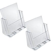 Azar Displays 2-Tier 4-Pocket Plastic Trifold Brochure Holder, 11-1/4inH x 9-1/4inW x 5inD, Clear
