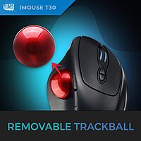 iMouse T30 Wireless Ergonomic Thumb Trackball Mouse with Nano USB Receiver, Programmable 7 Button Design, and 5 Level DPI Switch, Black