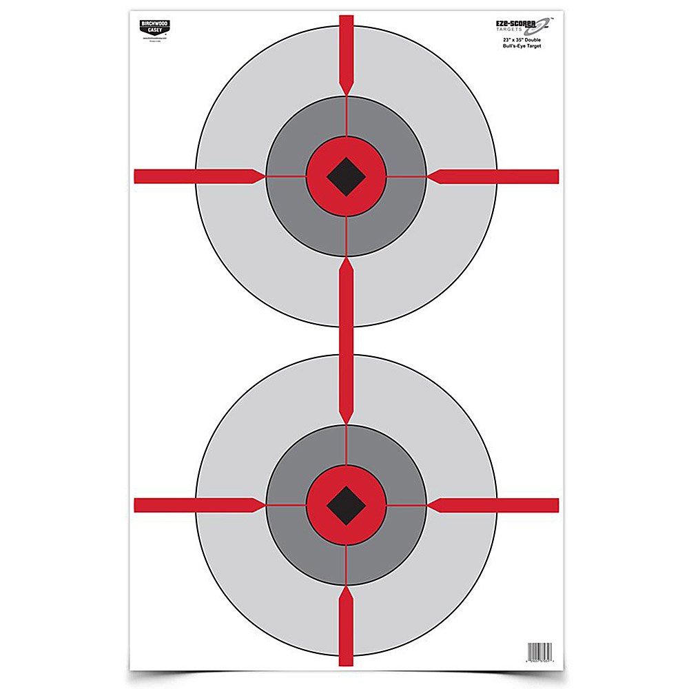 BIRCHWOOD CASEY 23" x 35" Eze-Scorer Double Bull's-Eye Shoot-Up Brilliant White Paper Targets for Indoor and Outdoor Use