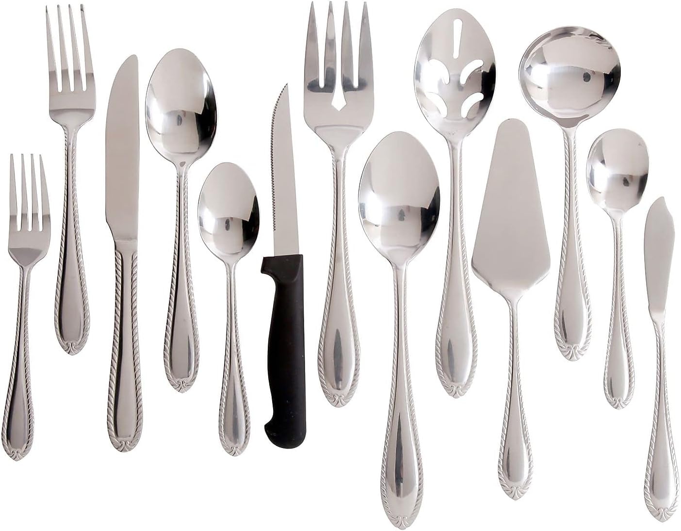 Gibson Home Wilmington Plus 55 Piece Flatware Set, Silver