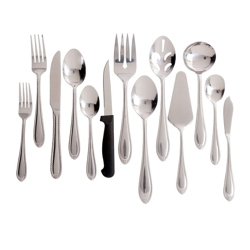 Gibson Home Wilmington Plus 55 Piece Flatware Set, Silver