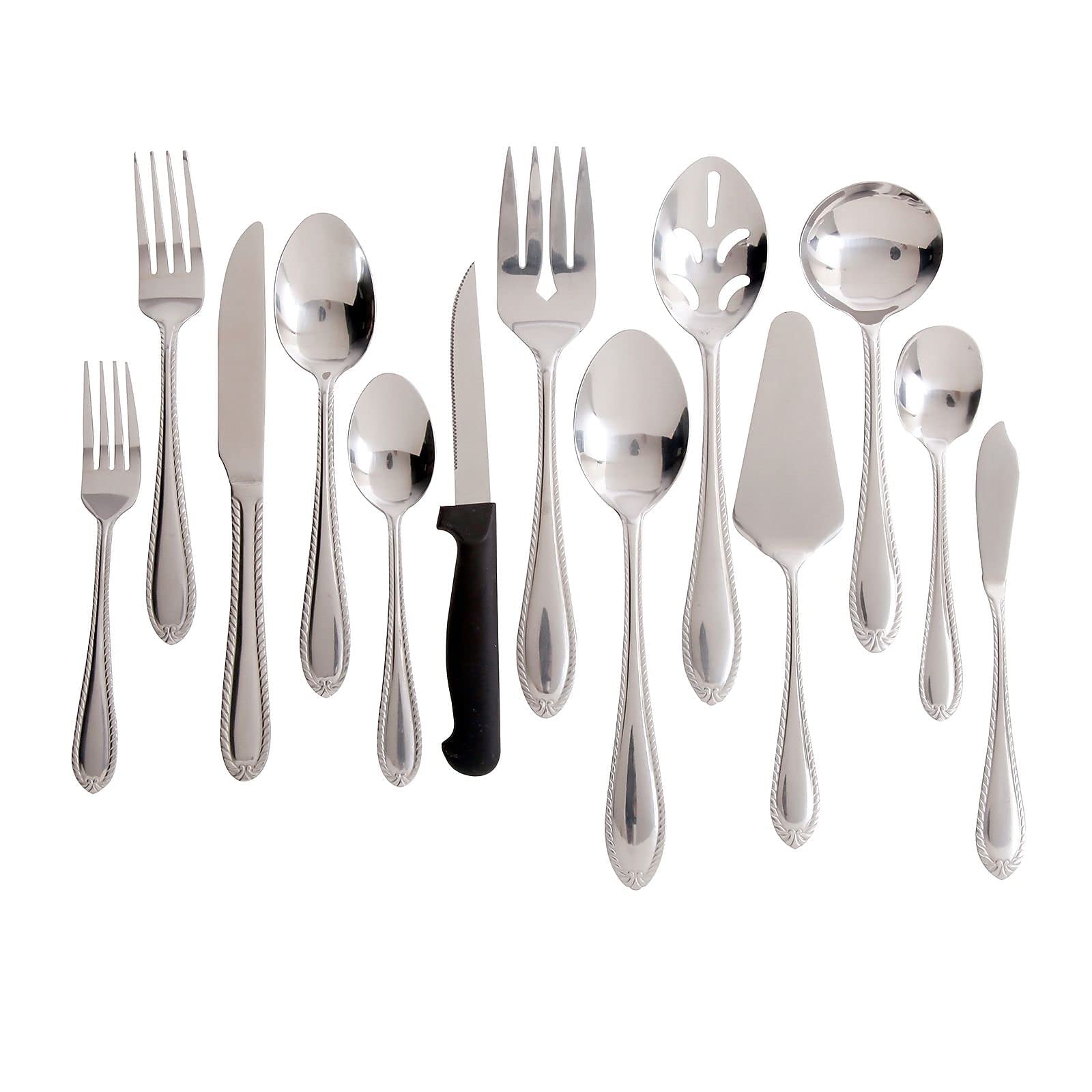 Gibson Home Wilmington Plus 55 Piece Flatware Set, Silver
