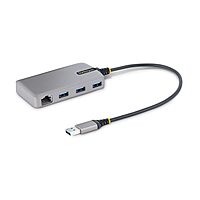 StarTech.com 3-Port USB Hub with Ethernet - 3X USB-A Ports - Gigabit Ethernet (RJ-45) - USB 3.0 5Gbps - Bus-Powered - 1ft/30cm Long Cable - Portable Laptop USB Hub Adapter w/GbE (5G3AGBB-USB-A-HUB)