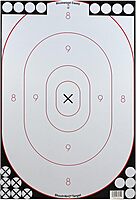 Birchwood Casey Shoot-N-C 12" X 18" Oval White & Black Silhouette Reactive Target - Highly Visible Instant Feedback Self-Adhesive Shooting Target Stickers with Repair Pasters - 5 Targets, 90 Pasters
