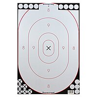 Birchwood Casey Shoot-N-C 12" X 18" Oval White & Black Silhouette Reactive Target - Highly Visible Instant Feedback Self-Adhesive Shooting Target Stickers with Repair Pasters - 5 Targets, 90 Pasters