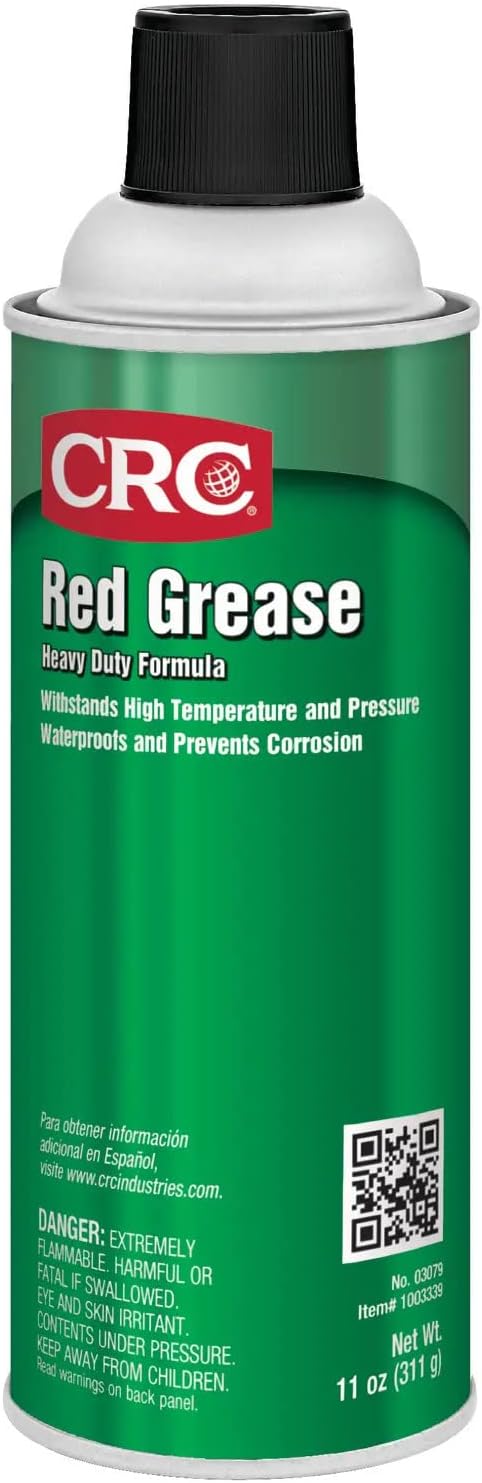CRC Red Grease 03079 – 11 WT OZ, Multi-Purpose Aerosol Lubricant, Red Color for Easy Visual Inspection 1 Pack 11 Oz