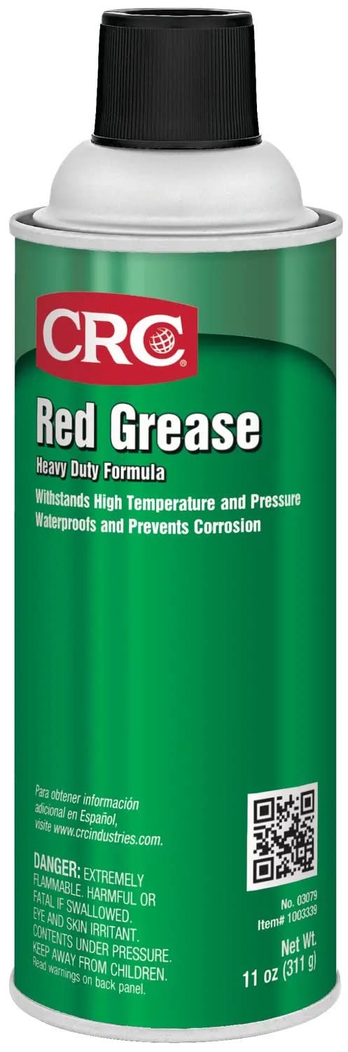 CRC Red Grease 03079 – 11 WT OZ, Multi-Purpose Aerosol Lubricant, Red Color for Easy Visual Inspection 1 Pack 11 Oz