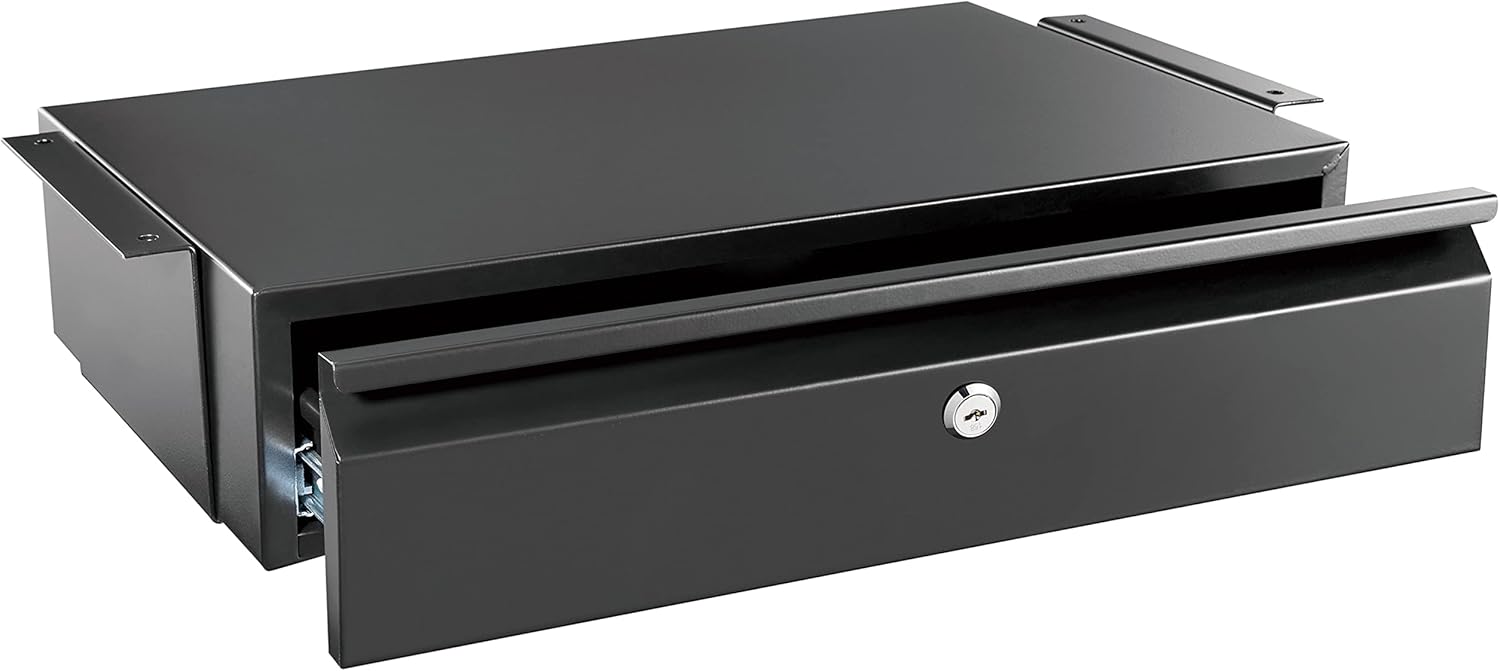 Mount-It! Under Desk Pull-Out Drawer with Lock and 2 Keys Included | Office Storage Organizer | Mounts to Desktops Tables