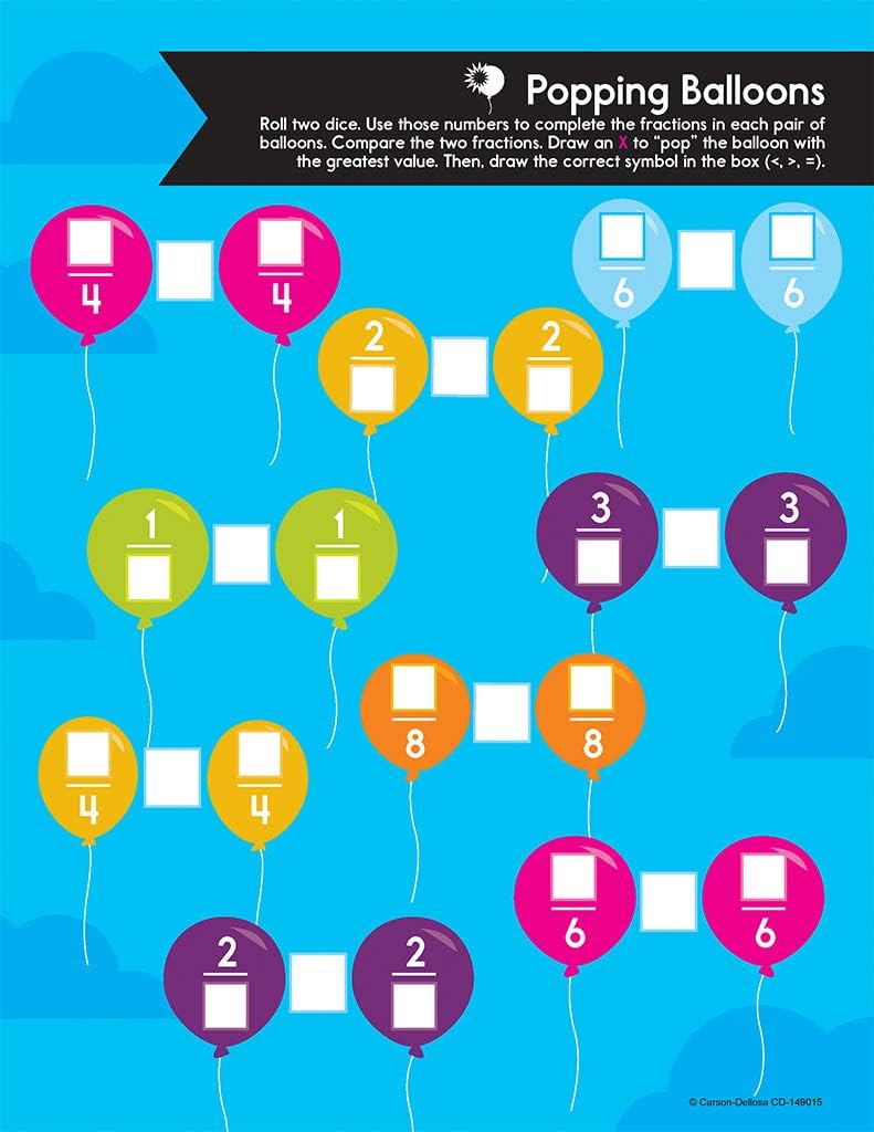 Carson-Dellosa Train Your Brain: Fractions Level 2 Classroom Kit, Grades 3-5, 111 pcs