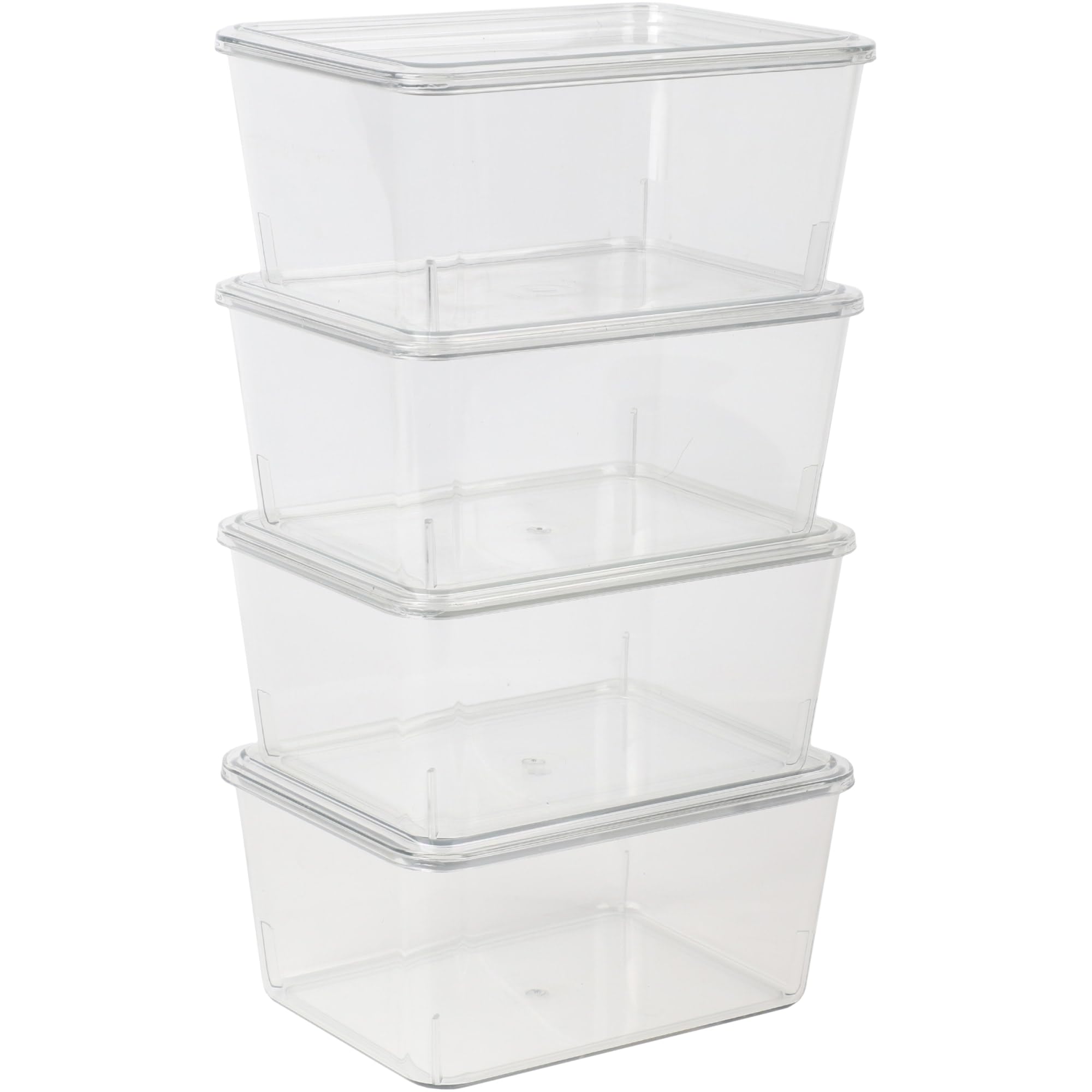 Martha Stewart Brody Plastic Storage Organizer Bins with Transparent Lids for Home Office, Kitchen, or Bathroom, 4 Pack