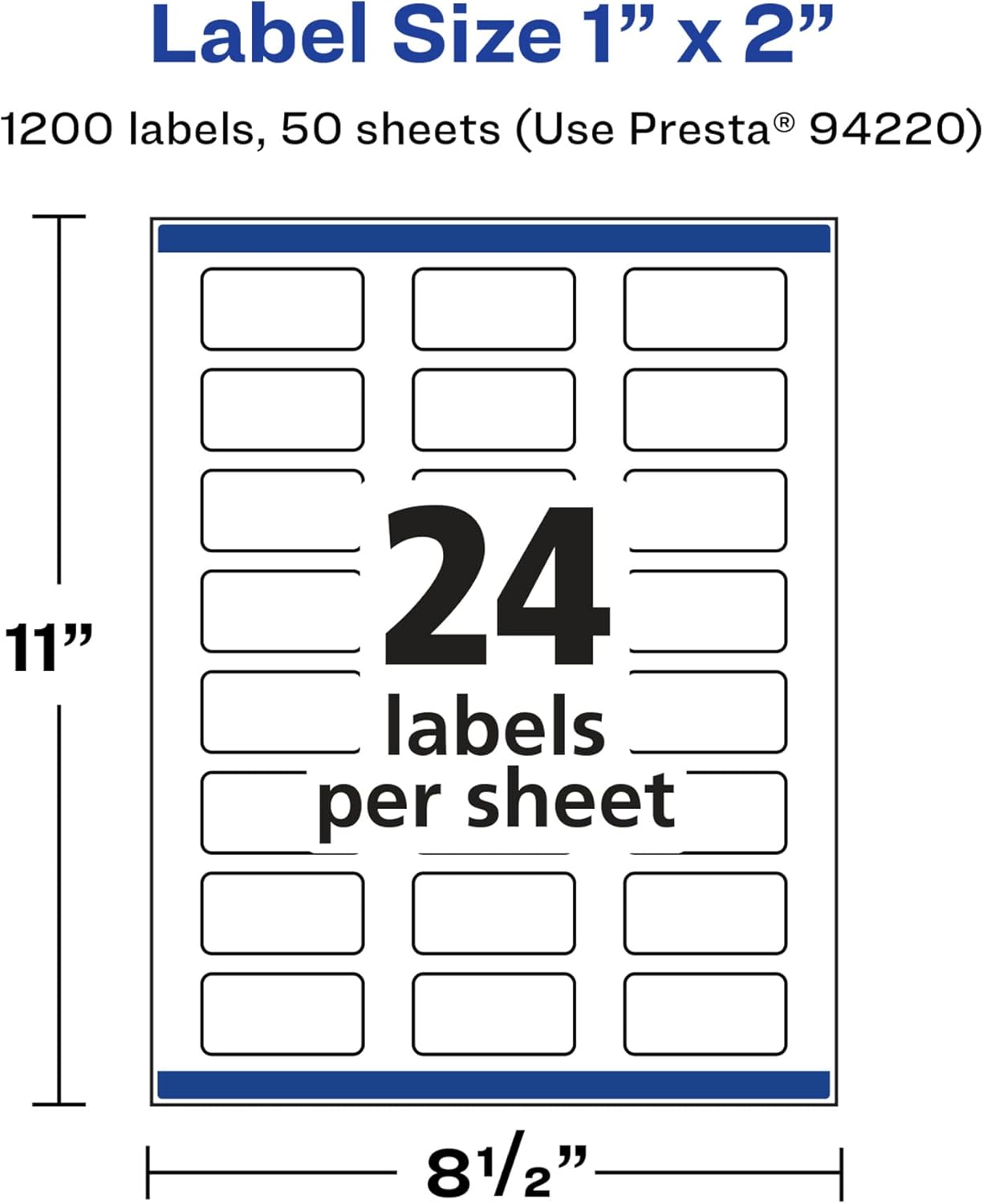 Avery Glossy White Rectangle Labels, Sure Feed Technology, 1" x 2", Print-to-The-Edge, Permanent Adhesive