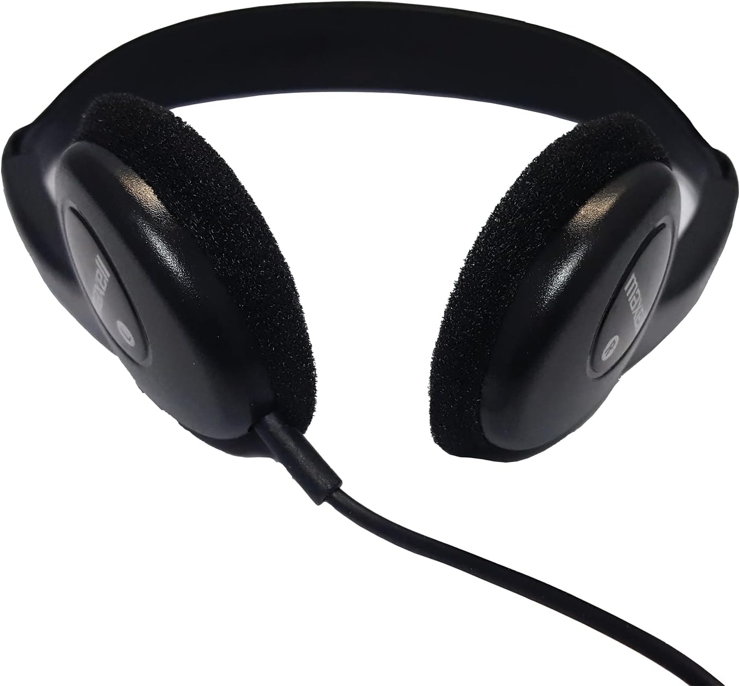 Maxell 199845 6ft Cord Adjustable Headband Wired Headphones with Microphone, Black Sound, Comfortable Fit